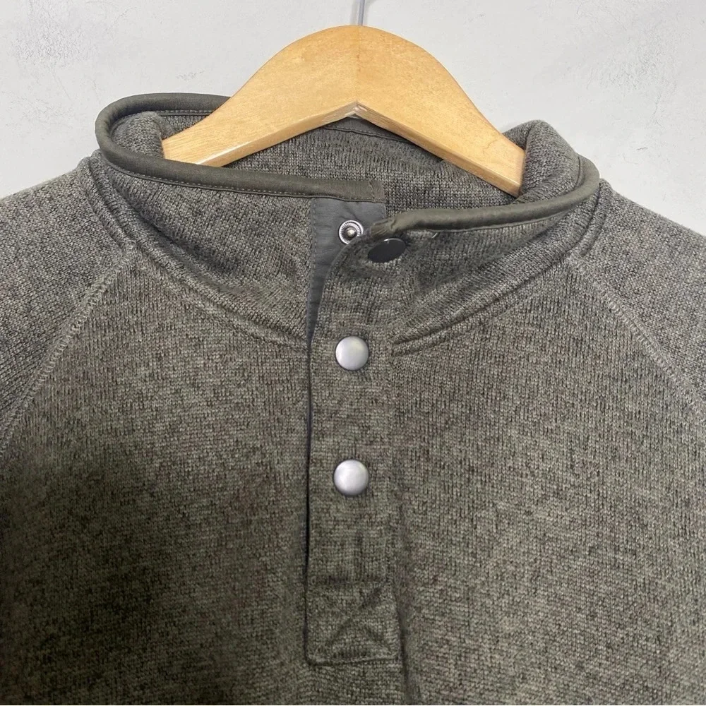 Sonoma Army Green Mock Neck Button Pullover Fleece Sweater Men's Size XXL